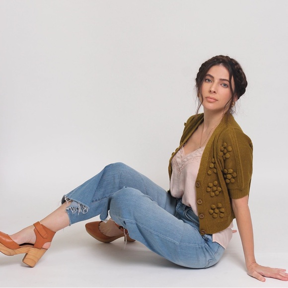 Endless Blu Puff Sleeve Pom Pom Cardigan - Picture 7 of 11